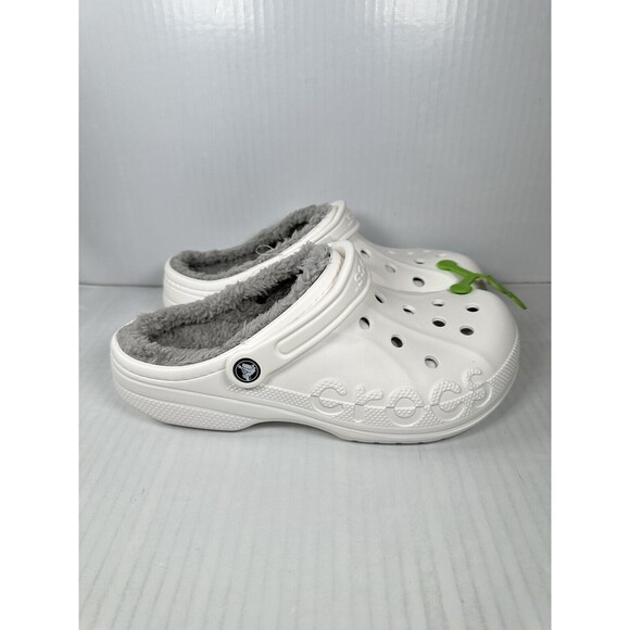 Size M9/W11 Crocs Baya Lined Clog Slip On White/Grey 205969-11H NEW - Picture 1 of 7